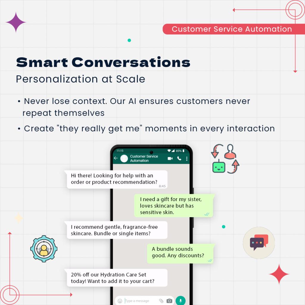customer service bot to enagage personalized conversation with customers